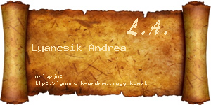 Lyancsik Andrea névjegykártya